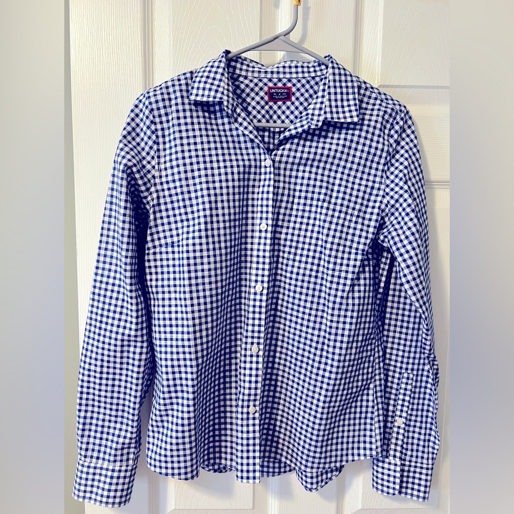 Plaid Untucked Button-Down Top